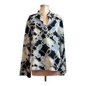 Tory Burch Chain Print Top Size 12 Cotton Mirrored Paillettes. Bergdorf Goodman